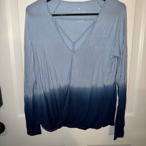 American Eagle Outfitters Soft & Sexy Blue Gradient Long Sleeve Top